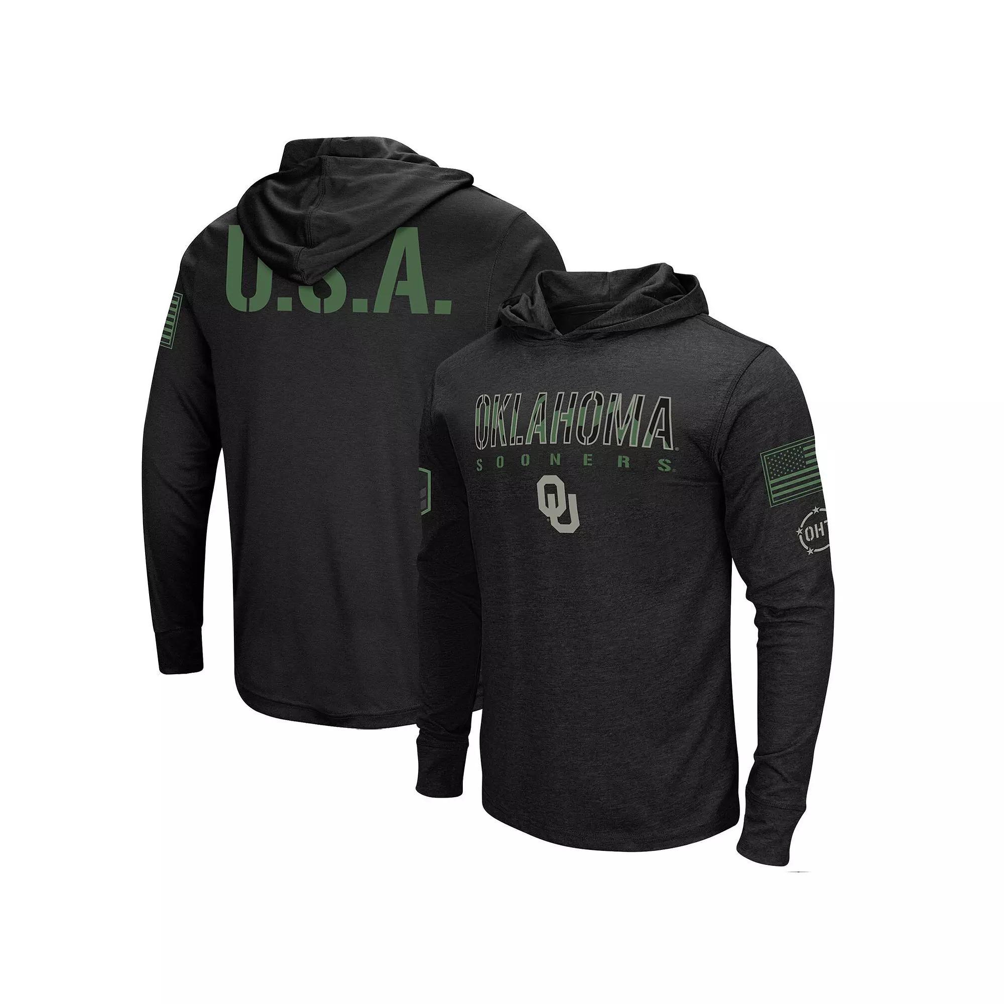 Men's Colosseum Black Oklahoma Sooners Big & Tall OHT Military Appreciation Tango Long Sleeve Hoodie T-Shirt, Size: 4XLT Product Image