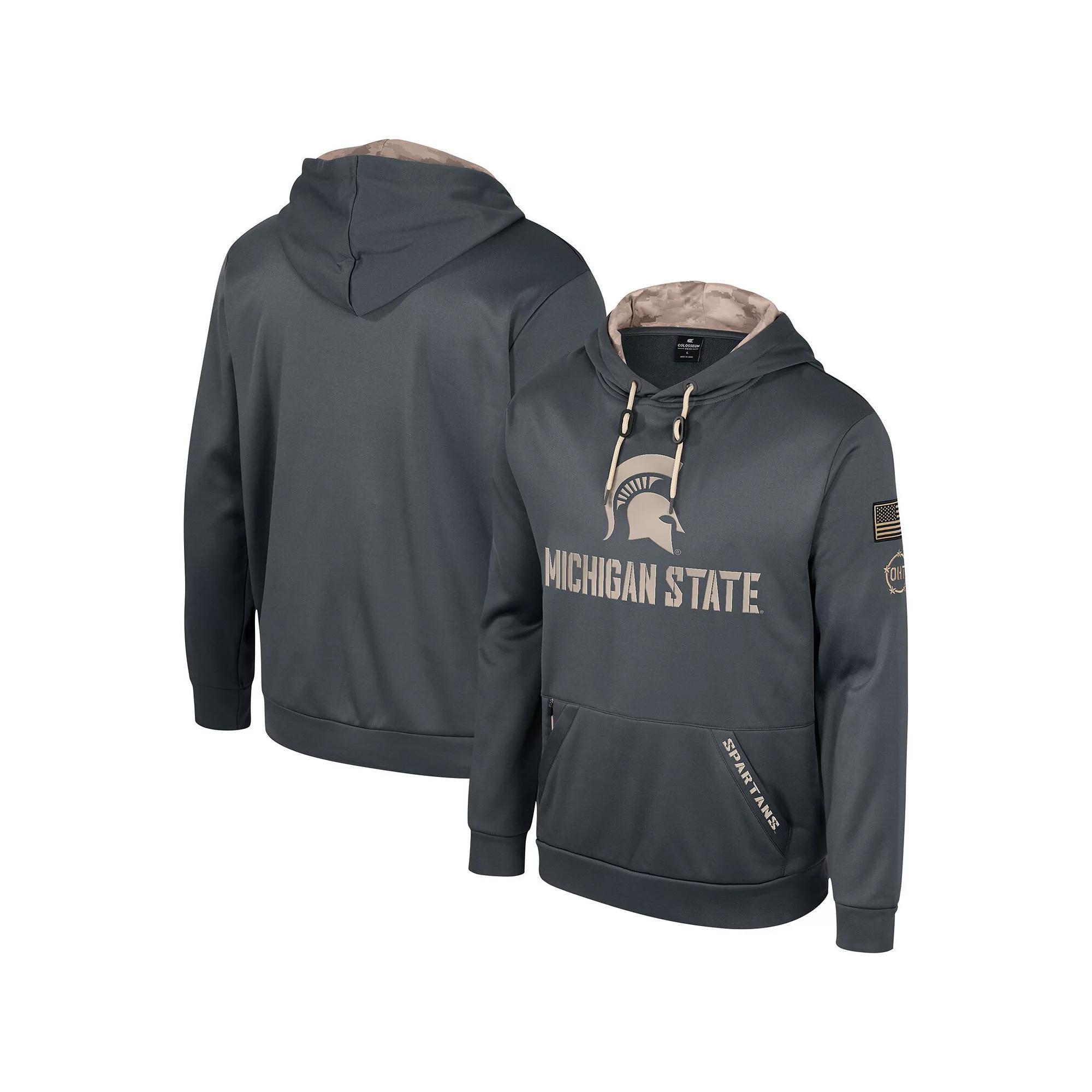 Men's Colosseum Charcoal Michigan State Spartans OHT Military Appreciation Pullover Hoodie, Size: Medium Product Image