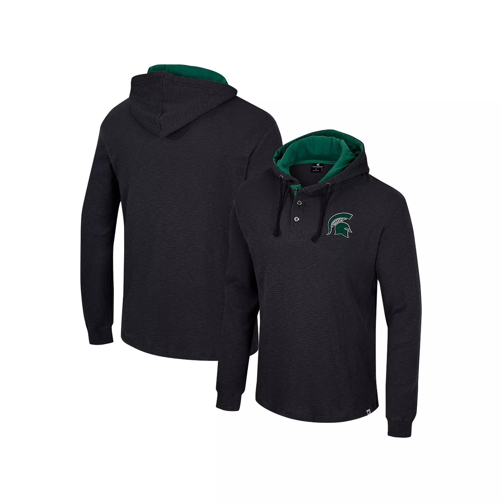 Men's Colosseum Black Michigan State Spartans Affirmative Thermal Hoodie Long Sleeve T-Shirt, Size: Medium Product Image