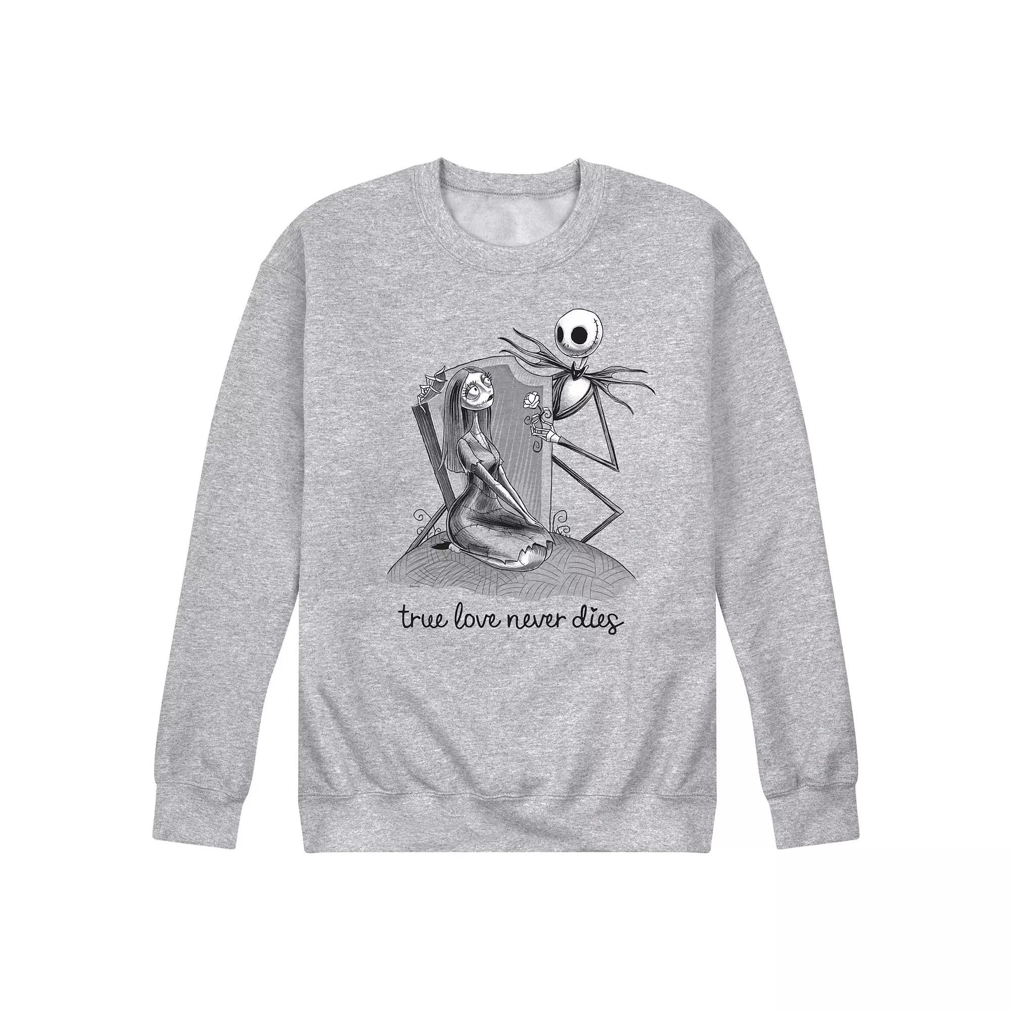 Disney's Nightmare Before Christmas Men's True Love Fleece Sweatshirt, Size: XXL, Grey Gray Product Image