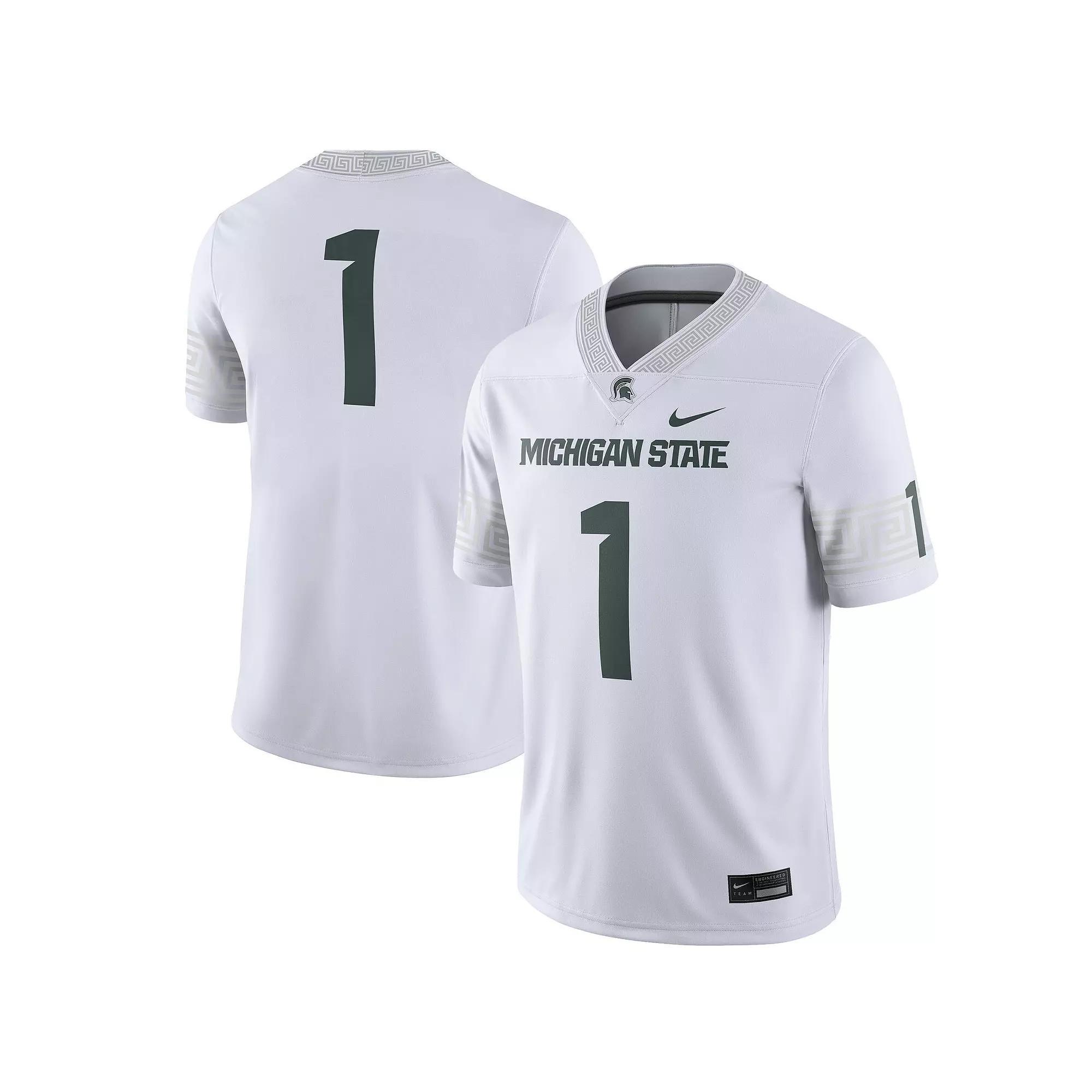 Men's Nike #1 White Michigan State Spartans Football Game Jersey,  Product Image
