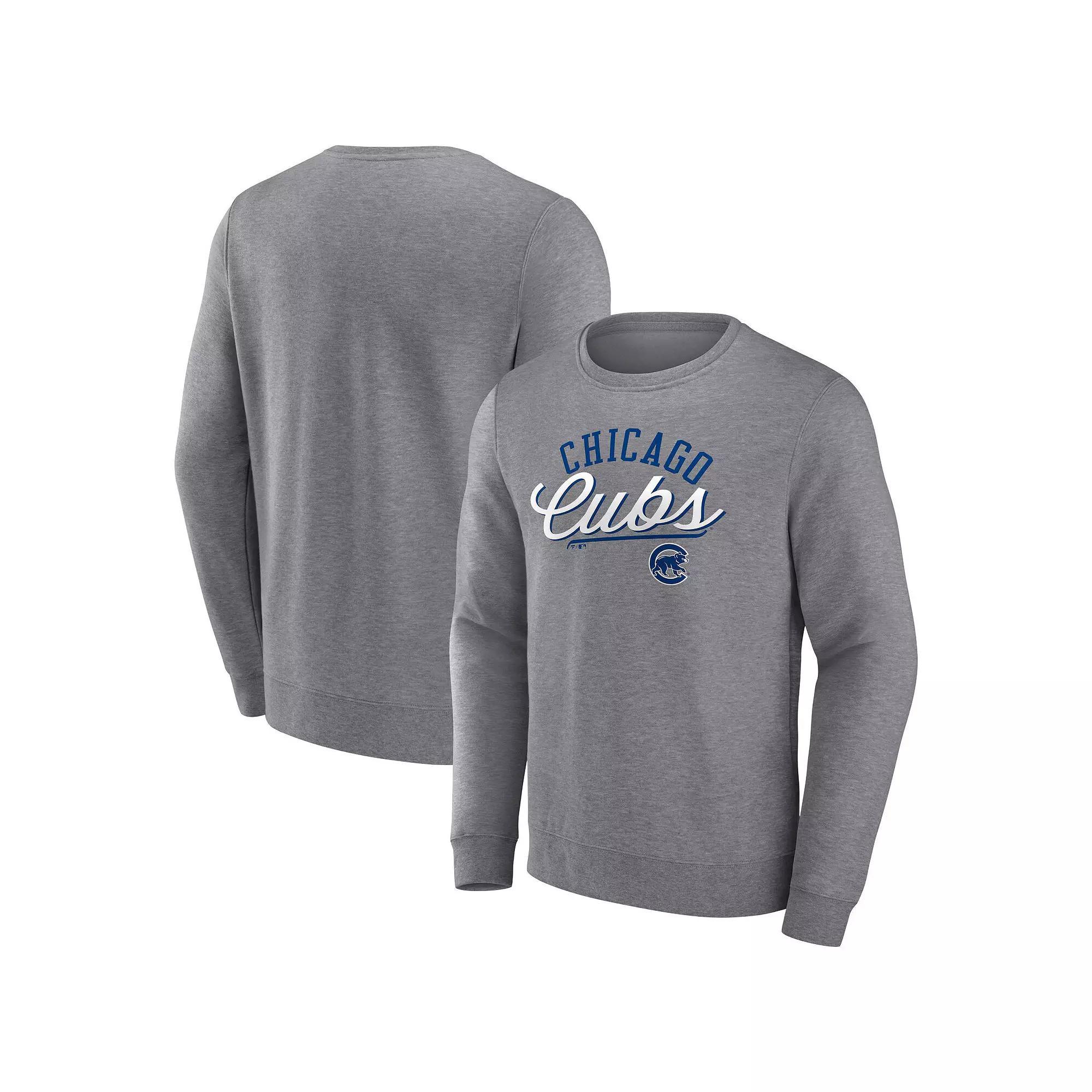 Men's Fanatics Branded Heather Gray Chicago Cubs Simplicity Pullover Sweatshirt,  Product Image