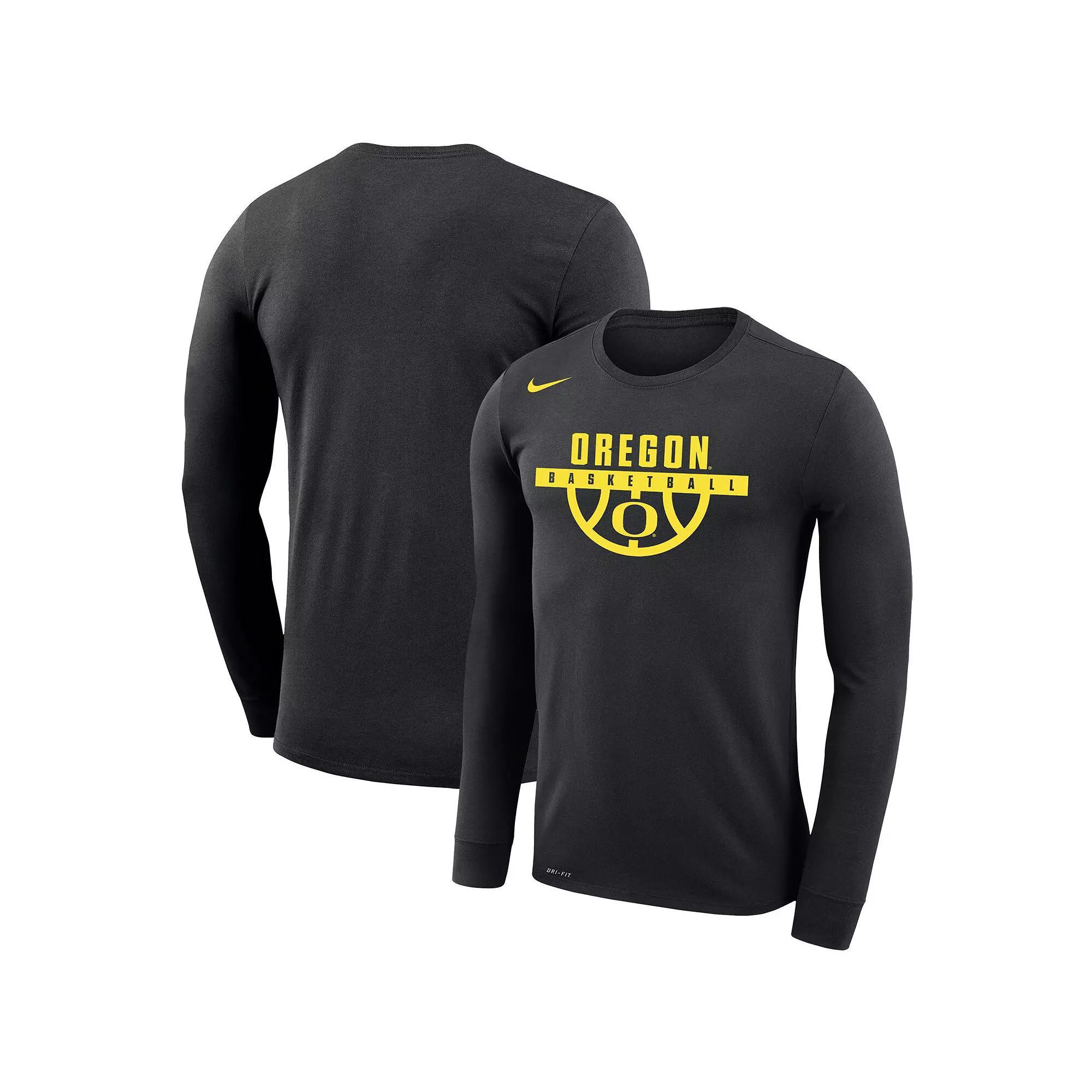 Men's Nike Black Oregon Ducks Basketball Drop Legend Long Sleeve Performance T-Shirt, Size: XL Product Image