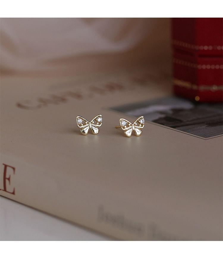 Bow Rhinestone Sterling Silver Ear Stud Product Image