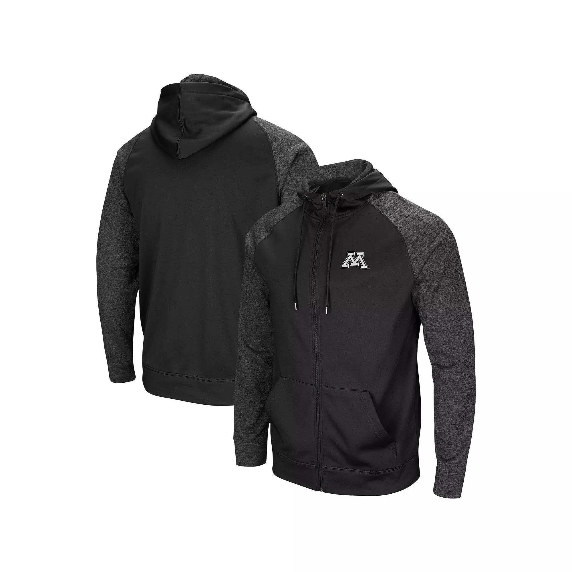 Men's Colosseum Black Louisville Cardinals Big & Tall Blackout 2.0 Raglan Full-Zip Hoodie, Size: 2XB Product Image