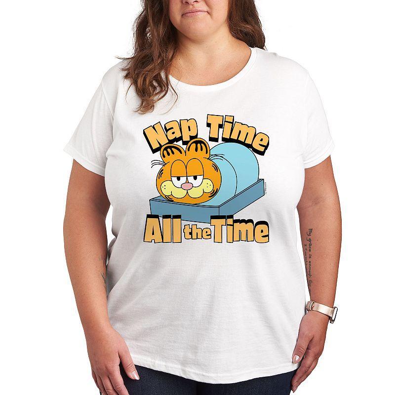 Plus Garfield Nap Time All The Time Graphic Tee, Women's, Size: 1XL, White Product Image