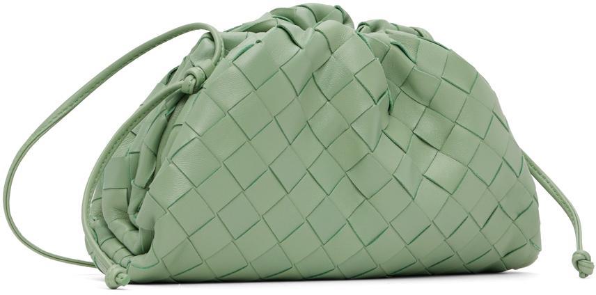 BOTTEGA VENETA Green Mini Pouch Clutch In 3403 New Sauge Gold Product Image