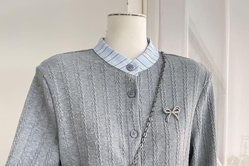 Plain Striped Panel Cardigan Product Image