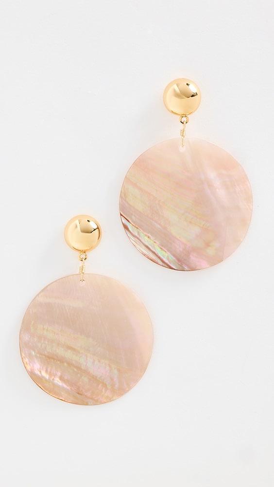 Kenneth Jay Lane Beige Shell Disc Pierced Earrings | Shopbop Product Image