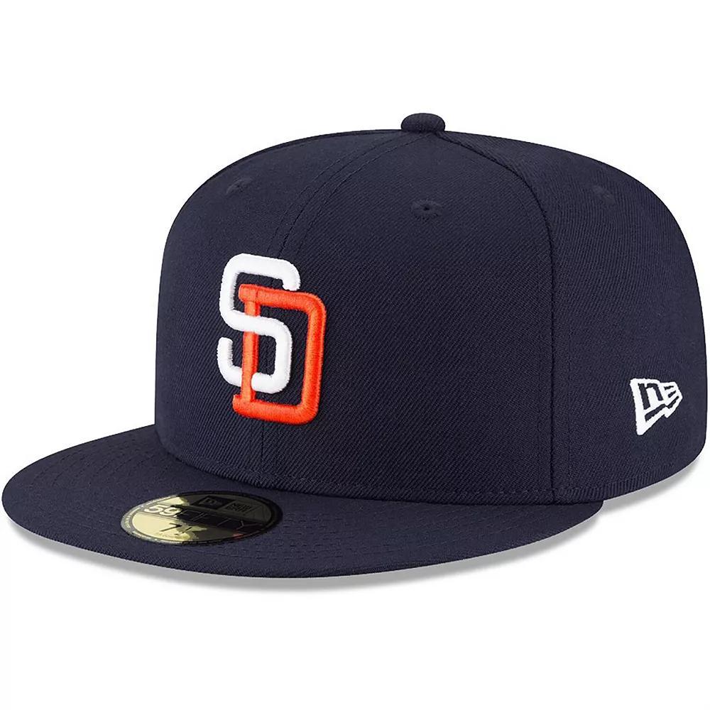 Men's New Era Navy San Diego Padres Cooperstown Collection Wool 59FIFTY Fitted Hat, Size: 7 3/8, Blue Product Image