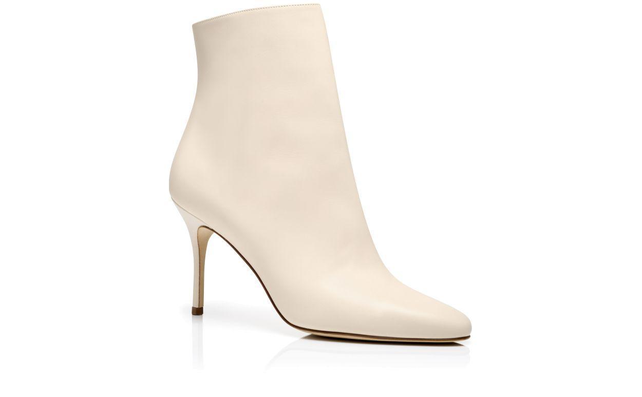 INSOPO Cream Calf Leather Ankle Boots Product Image