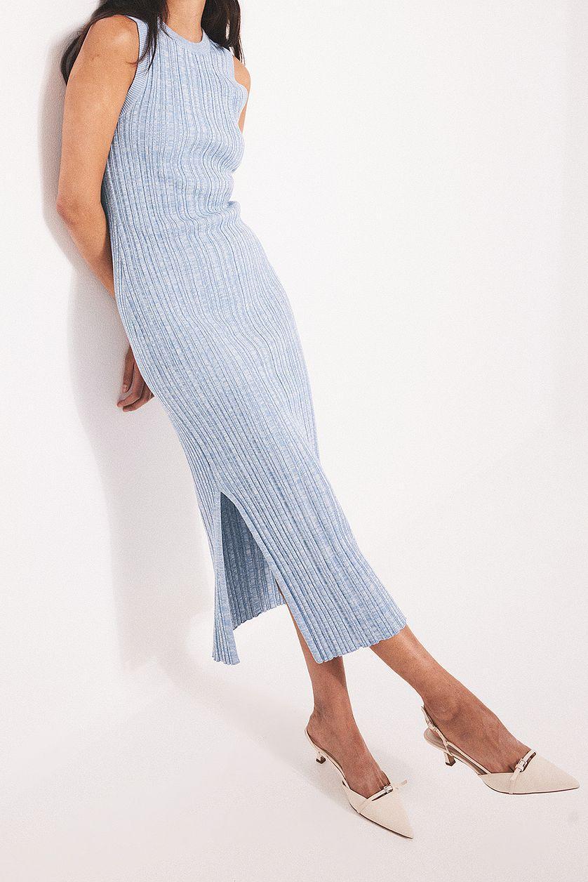 Knitted Ribbed Sleeveless Midi Dress Product Image