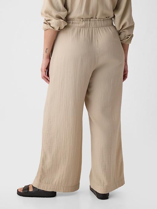 Mid Rise Crinkle Gauze Wide-Leg Pants Product Image