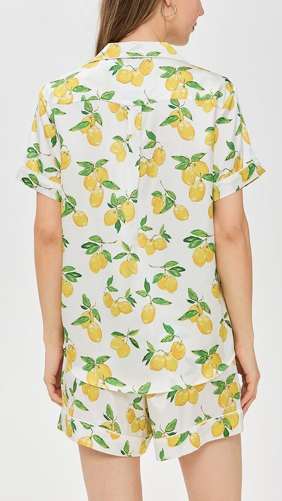 Petite Plume Silk Classic Short Set in Amalfi Lemons | Shopbop Product Image