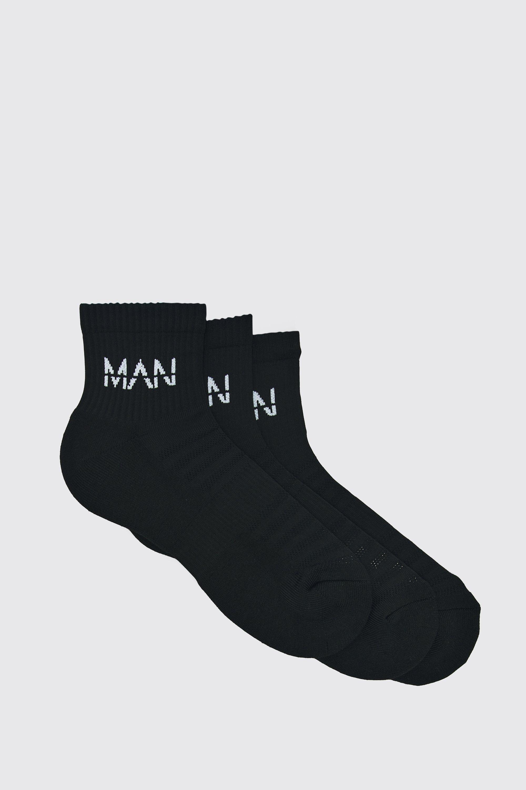 Man Active Cushioned Training Ankle 3 Pack Sock | boohooMAN USA Product Image