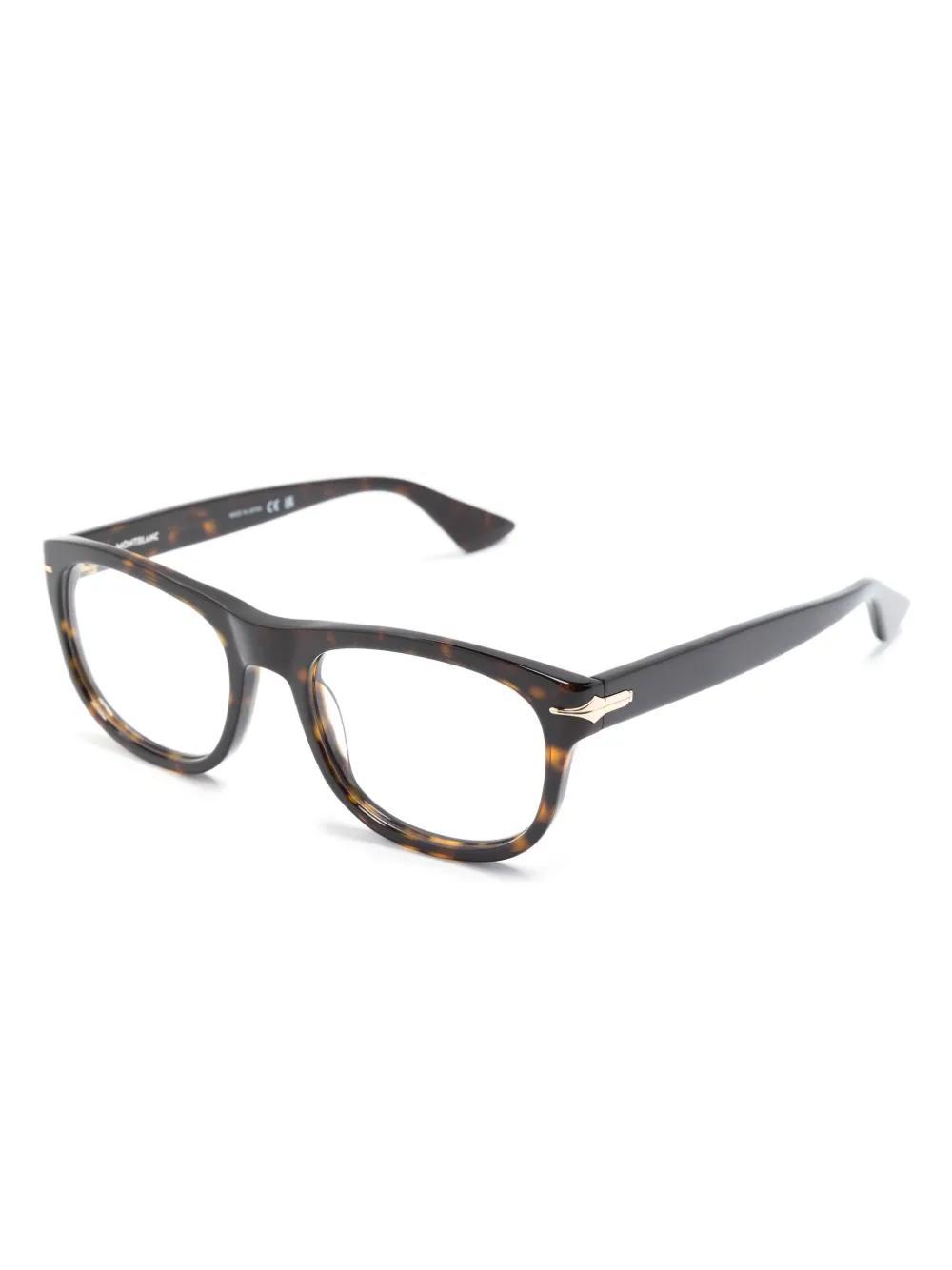 MONTBLANC Tortoiseshell-effect Round-frame Glasses In Brown Product Image