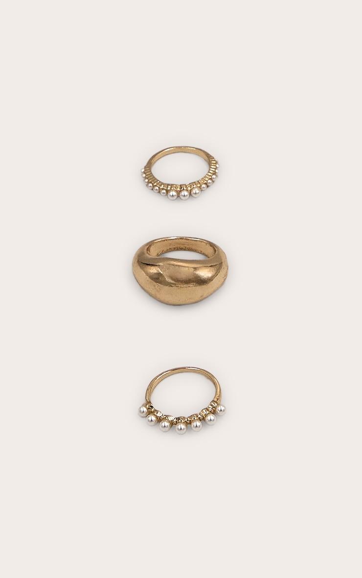 Gold Layered Ring Multipack With Pearl Detail Product Image