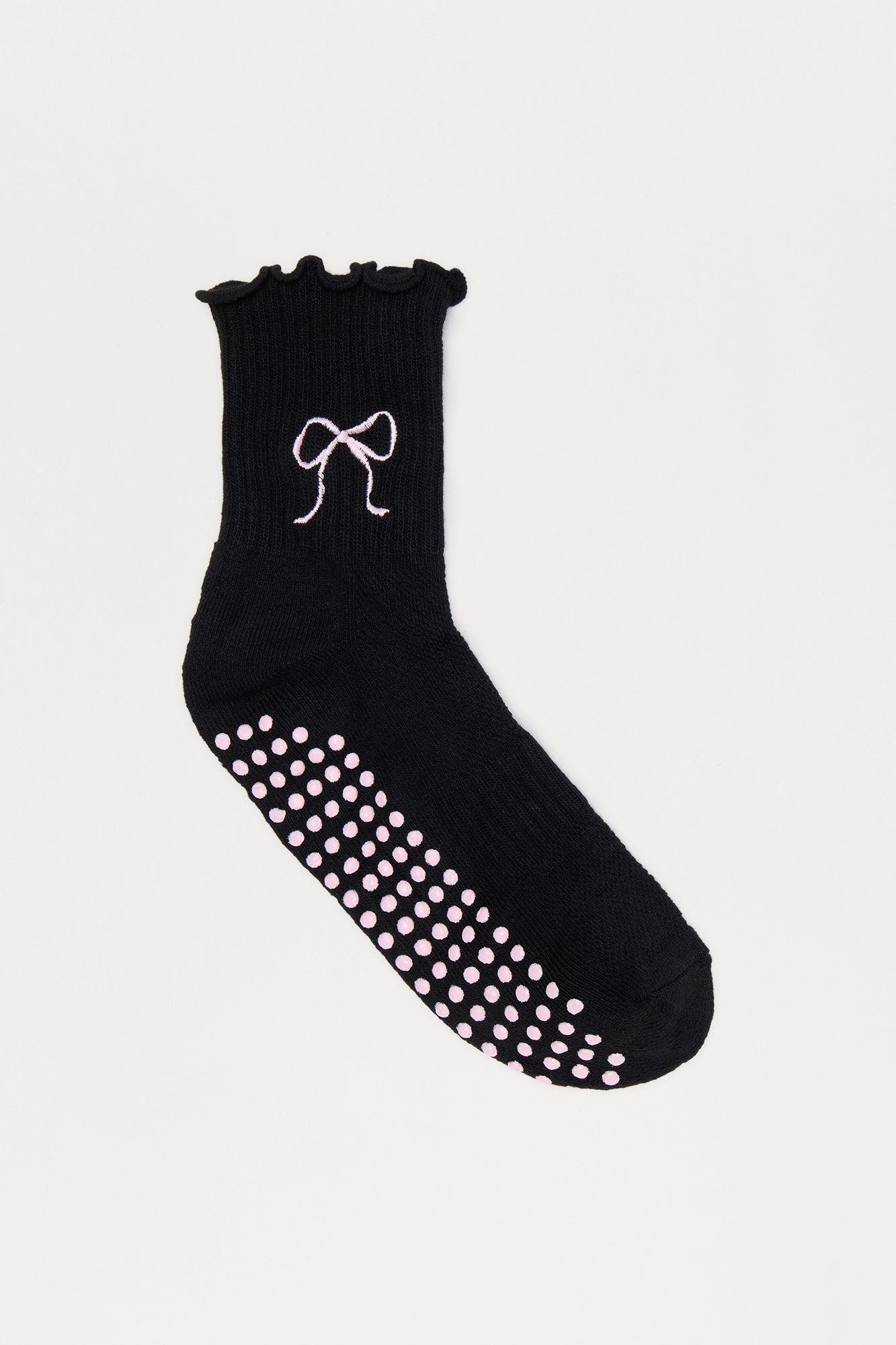 Bow Pilate Socks - Black Product Image