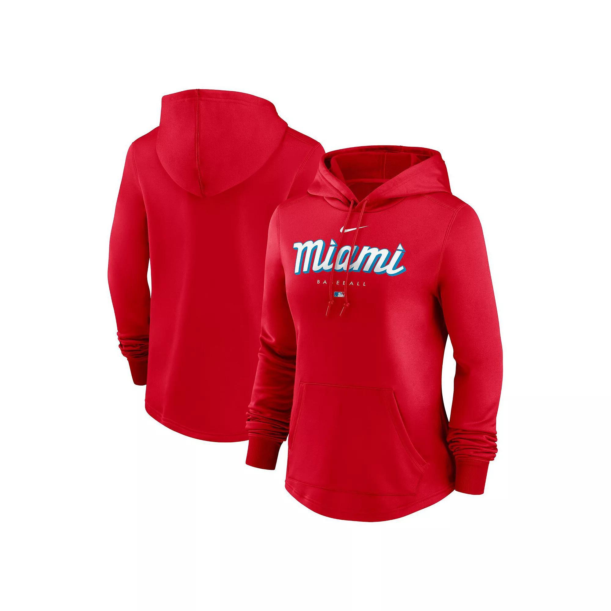 Women's Nike Red Miami Marlins City Connect Pregame Performance Pullover Hoodie,  Product Image