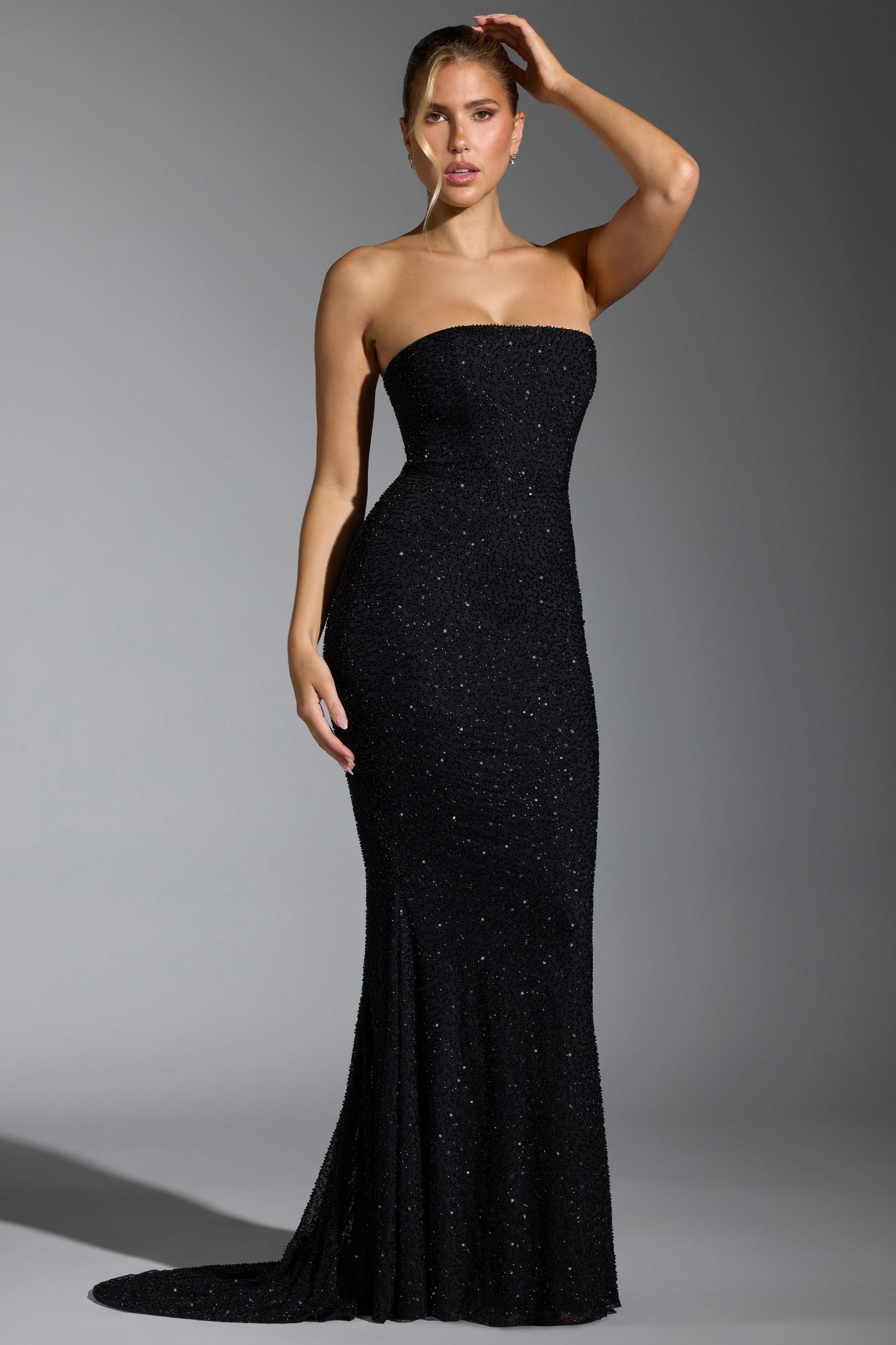 Embellished Corset Gown in Black Product Image