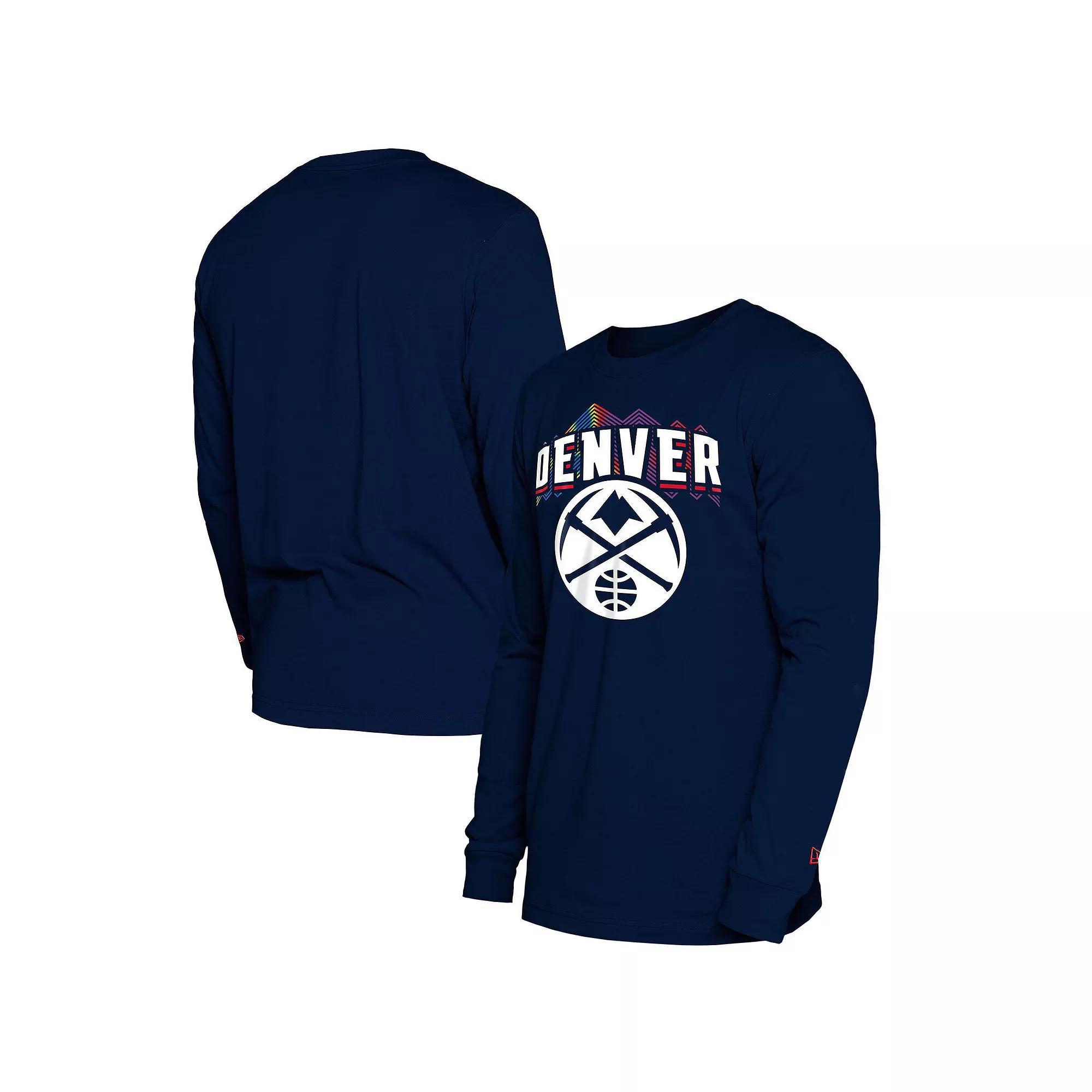 Men's New Era  Navy Denver Nuggets 2024/25 City Edition Long Sleeve T-Shirt, Size: Small, Nug Blue Product Image