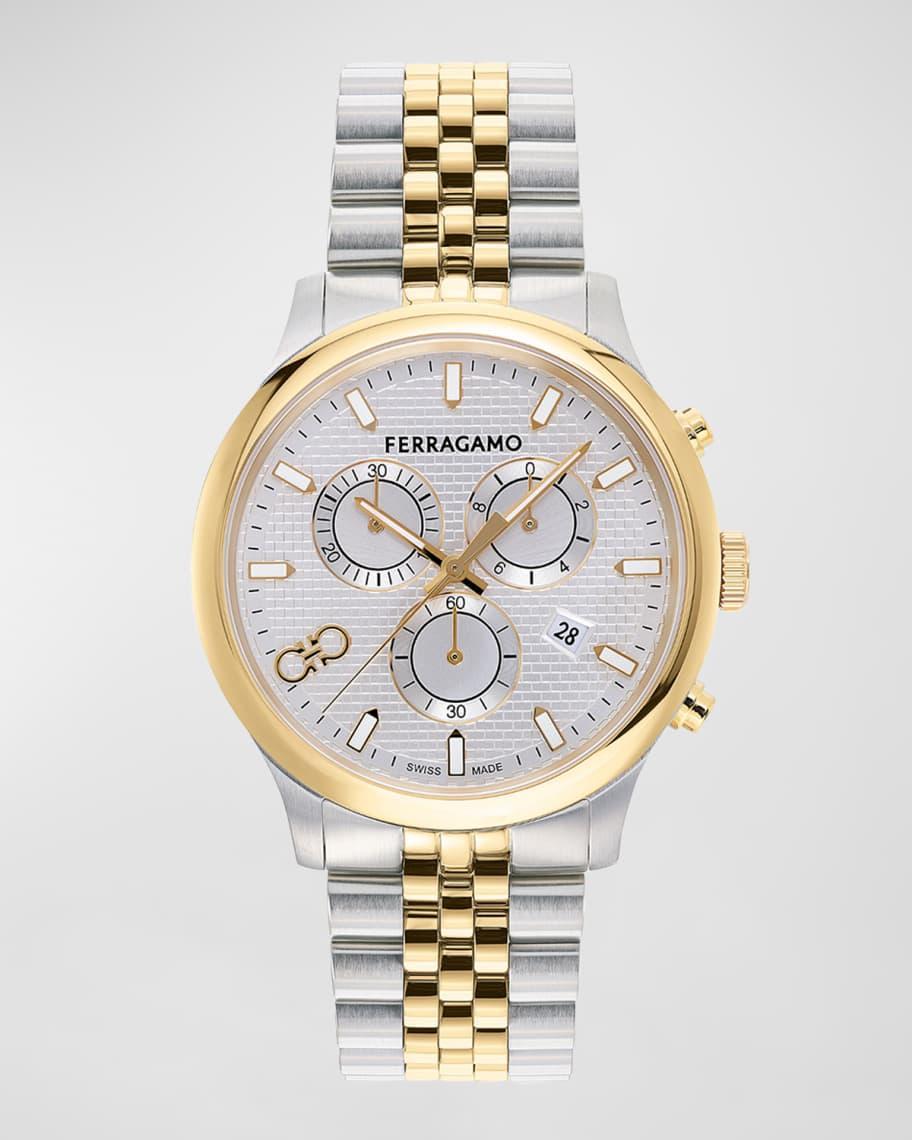 Salvatore Ferragamo Mens Duo Chronograph Two Tone Stainless Steel Bracelet Watch Product Image