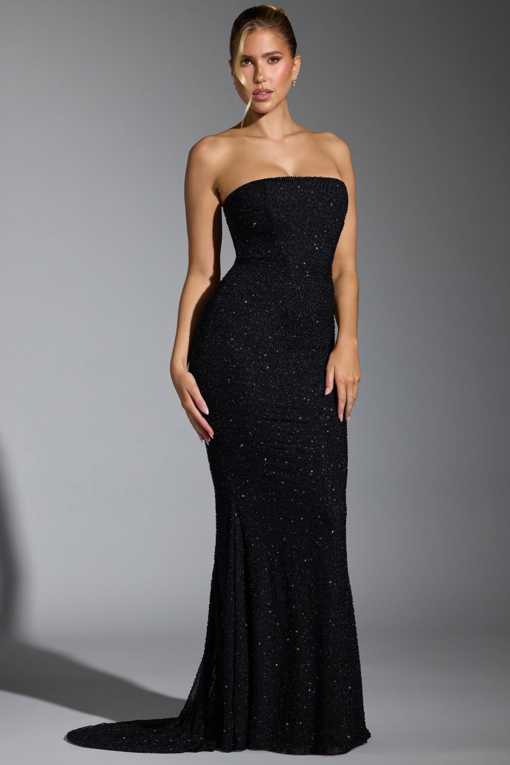Embellished Corset Gown in Black Product Image