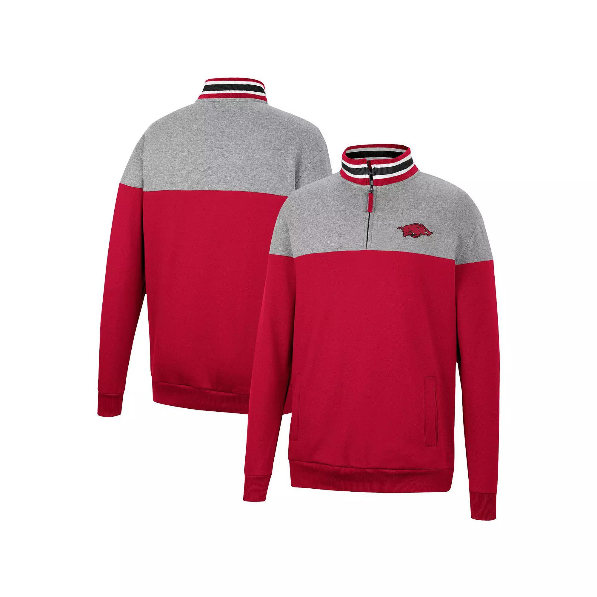 Men's Colosseum Cardinal/Heather Gray Arkansas Razorbacks Be the Ball Quarter-Zip Top,  Product Image