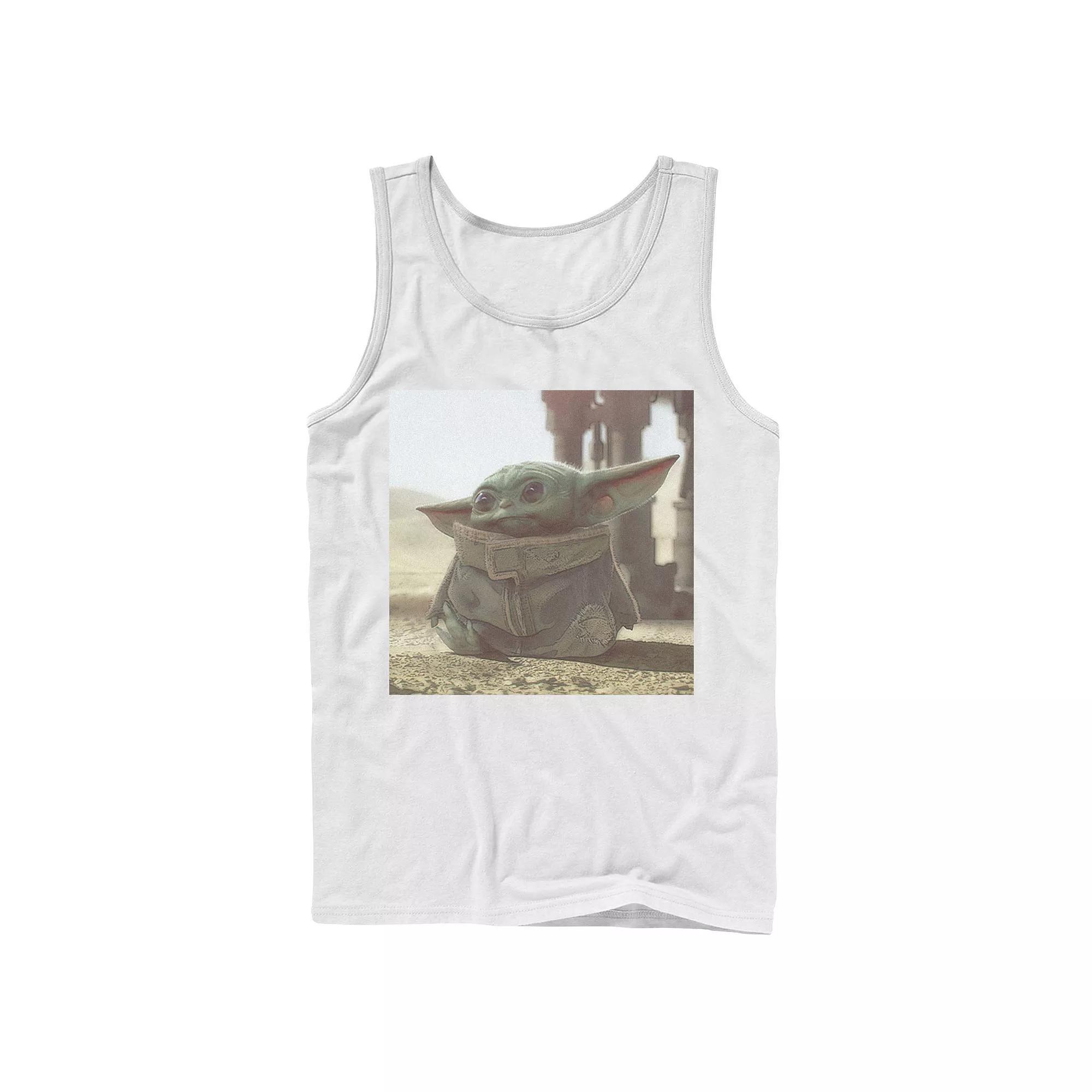 Men's Star Wars The Mandalorian The Child aka Baby Yoda Photograph Tank Top, Size: Small, Blue Product Image