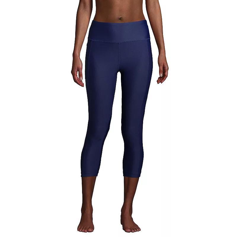 Womens Lands End Chlorine Resistant High-Waist Crop Swim Leggings Product Image