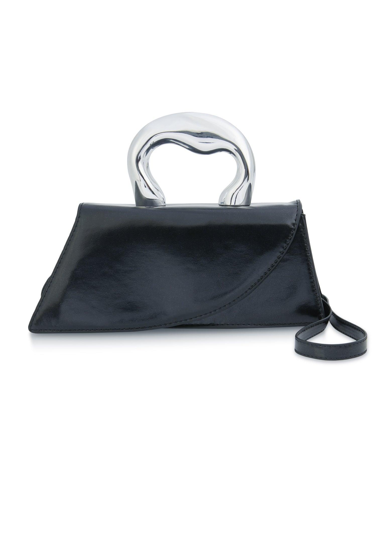 Asymmetrical Metallic Handle Crossbody Clutch Bag Female Product Image