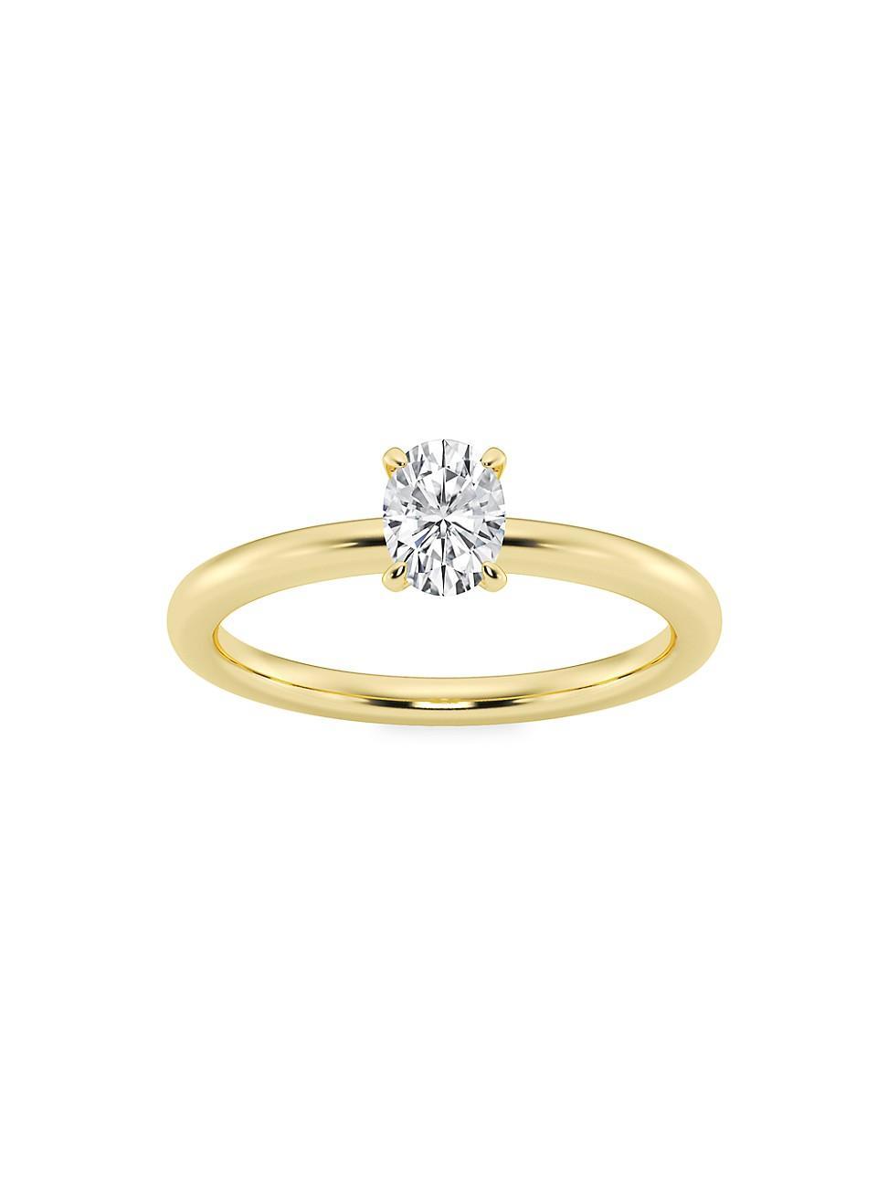 Womens 14K Yellow Gold & Oval Lab-Grown Diamond Solitaire Ring/0.50-5.00 TCW Product Image