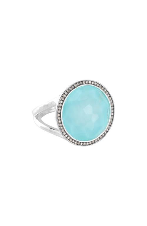 Womens Silver Rock Candy Diamond, Turquoise Doublet & Sterling Silver Ring Product Image