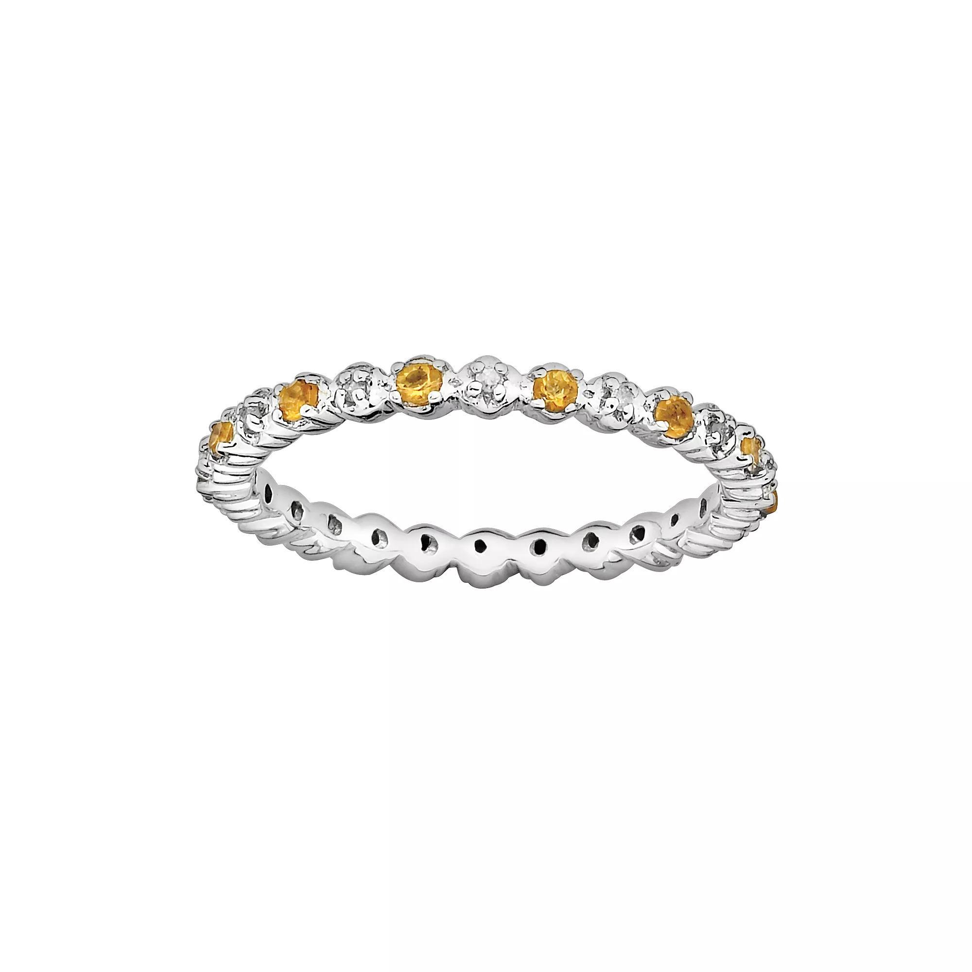 Stacks & Stones Sterling Silver Citrine & Diamond Accent Stack Ring, Women's, Size: 5 Product Image