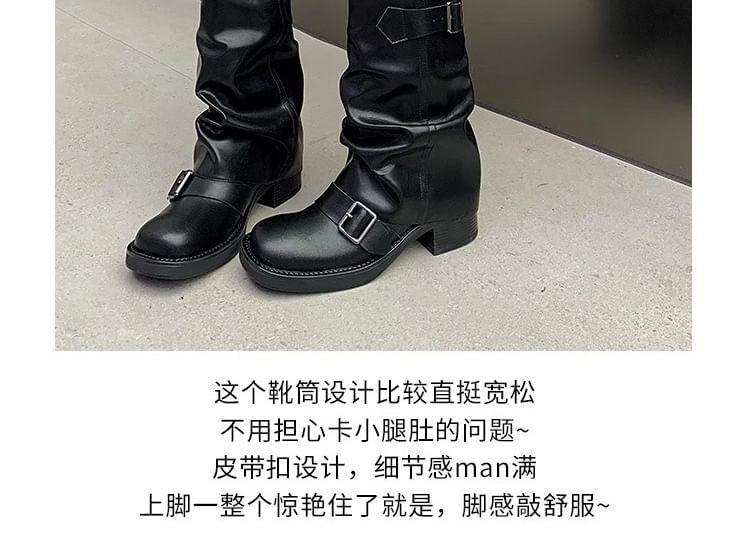 Platform Buckled Mid Calf Boots Product Image