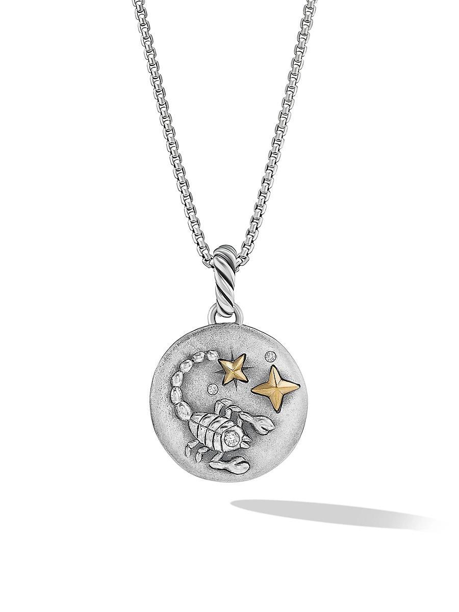 Womens Amulet in Sterling Silver with 18K Yellow Gold and Diamonds, 19MM Product Image