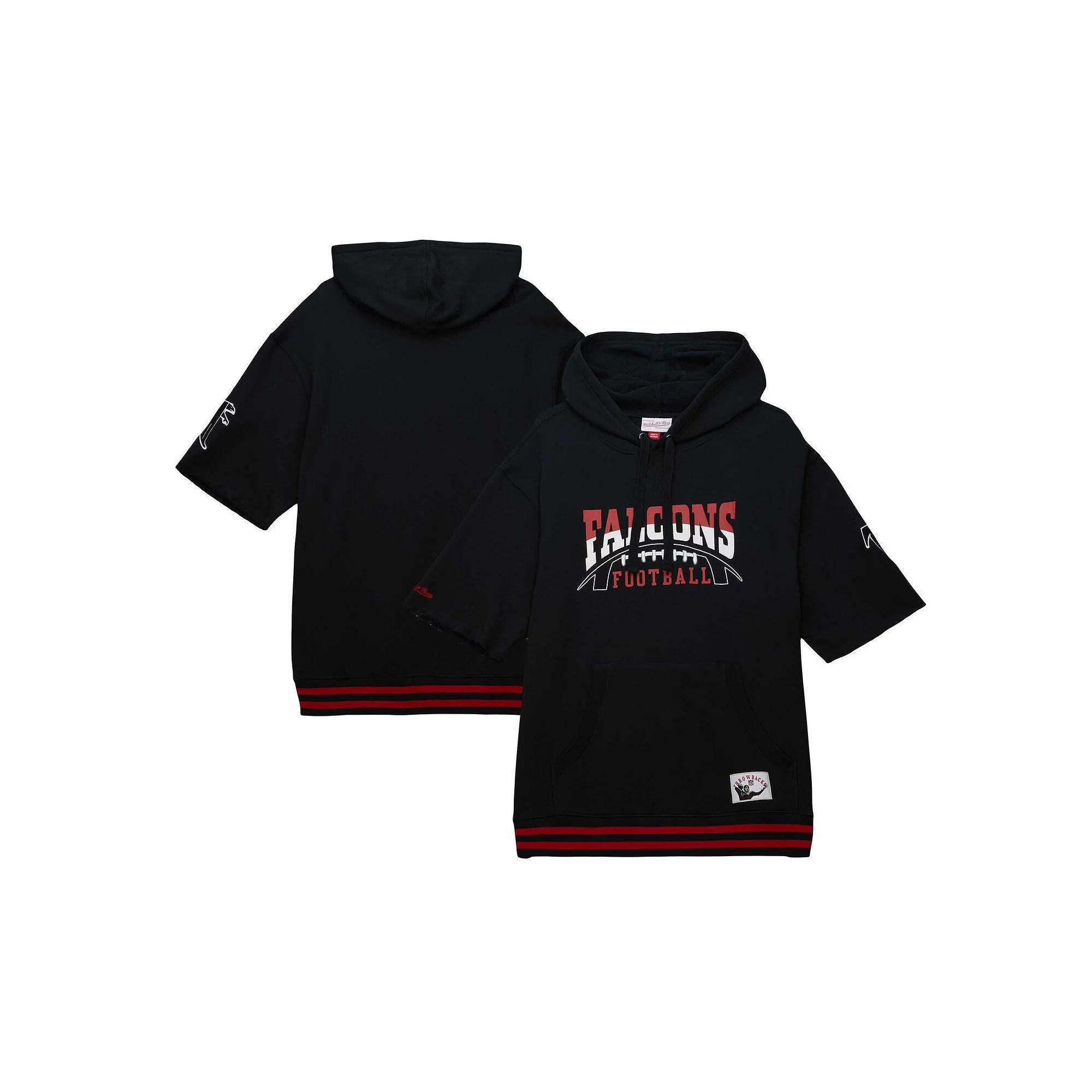 Men's Mitchell & Ness Black Atlanta Falcons Pre-Game Short Sleeve Pullover Hoodie,  Product Image