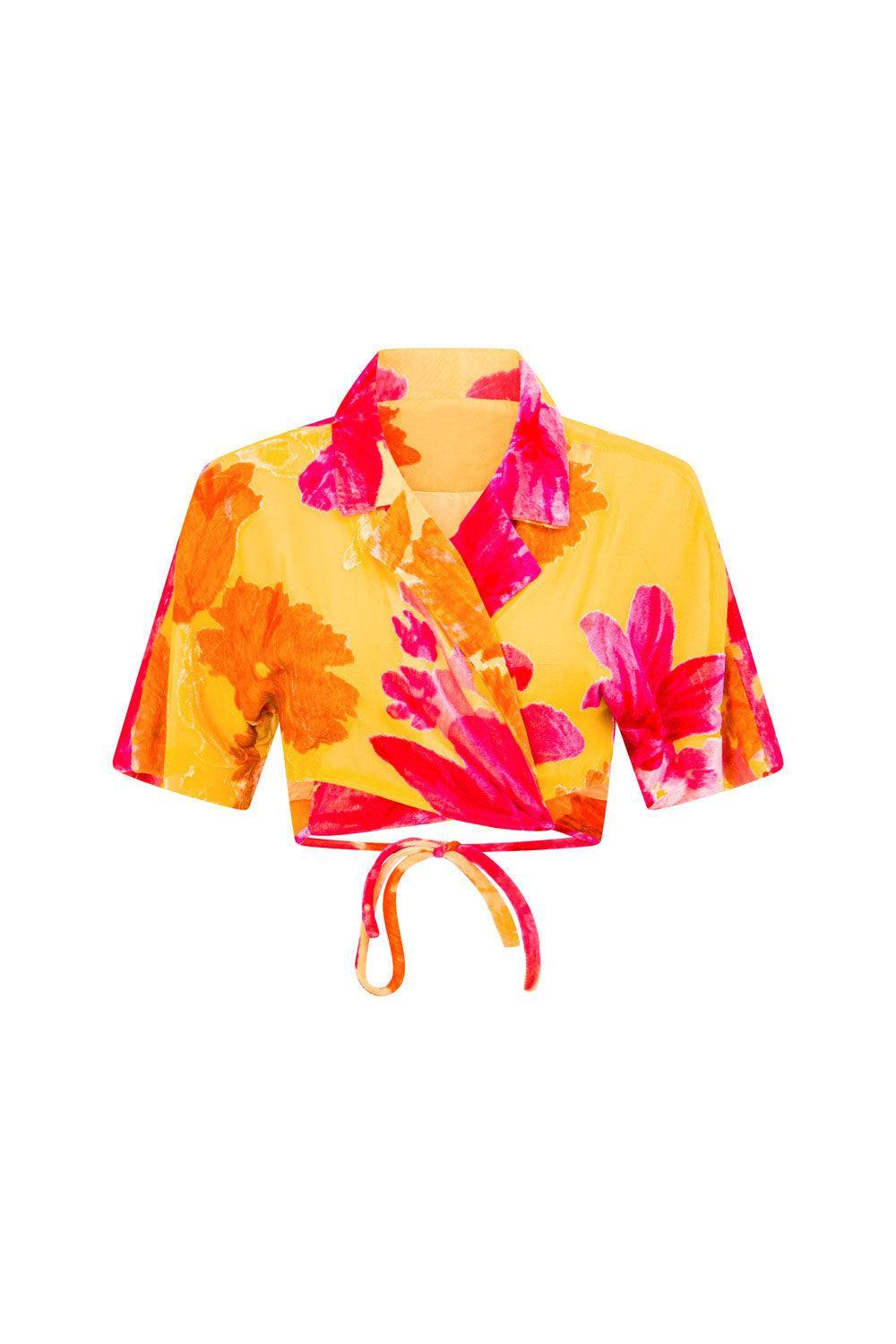 Sorrenta Wrap Top - Floreale Sunny Product Image