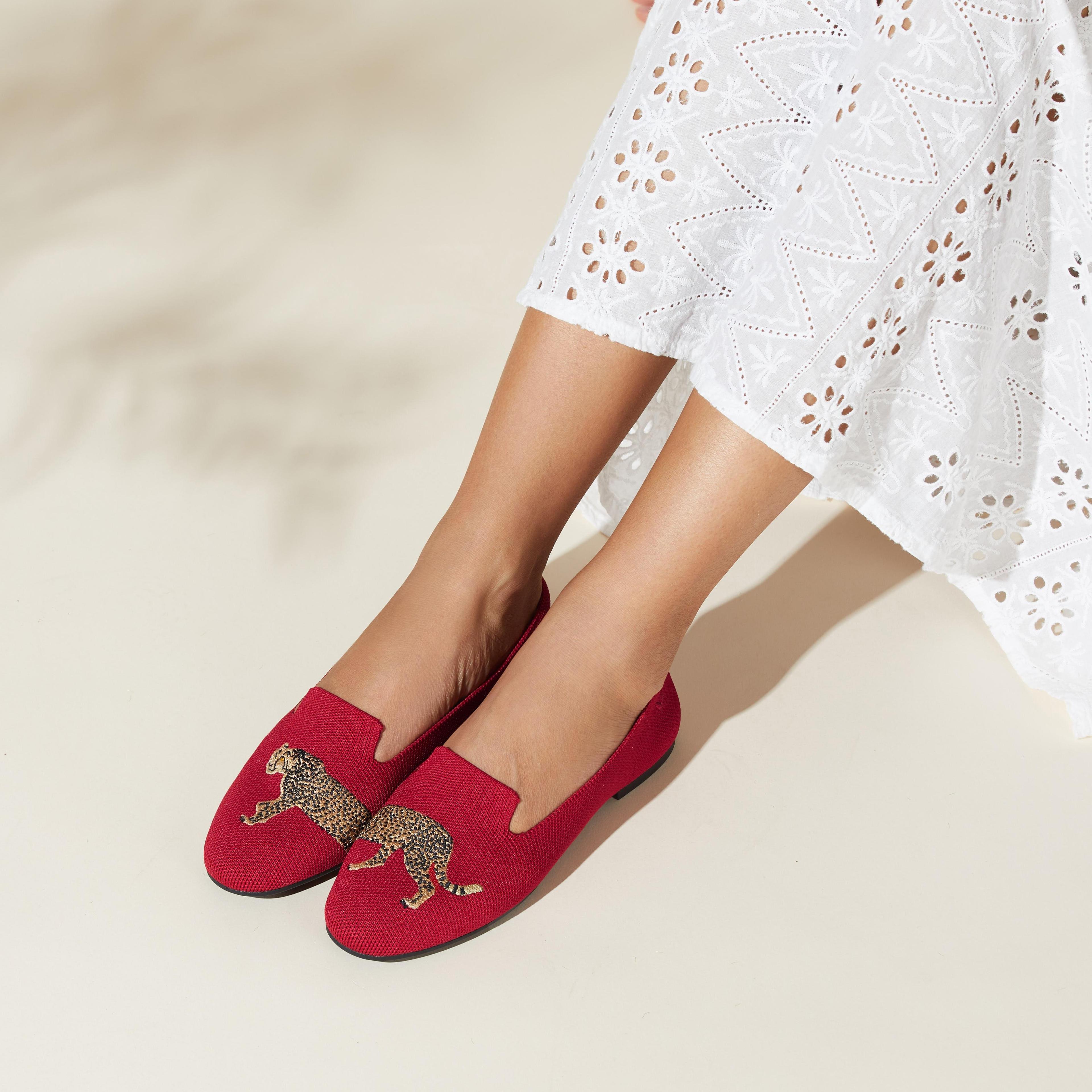 Round-Toe Embroidered Loafers (Audrey) Product Image