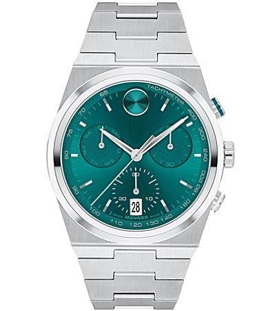 Movado Bold Mens Green Quest Quartz Green Chronograph Stainless Steel Bracelet Watch Product Image