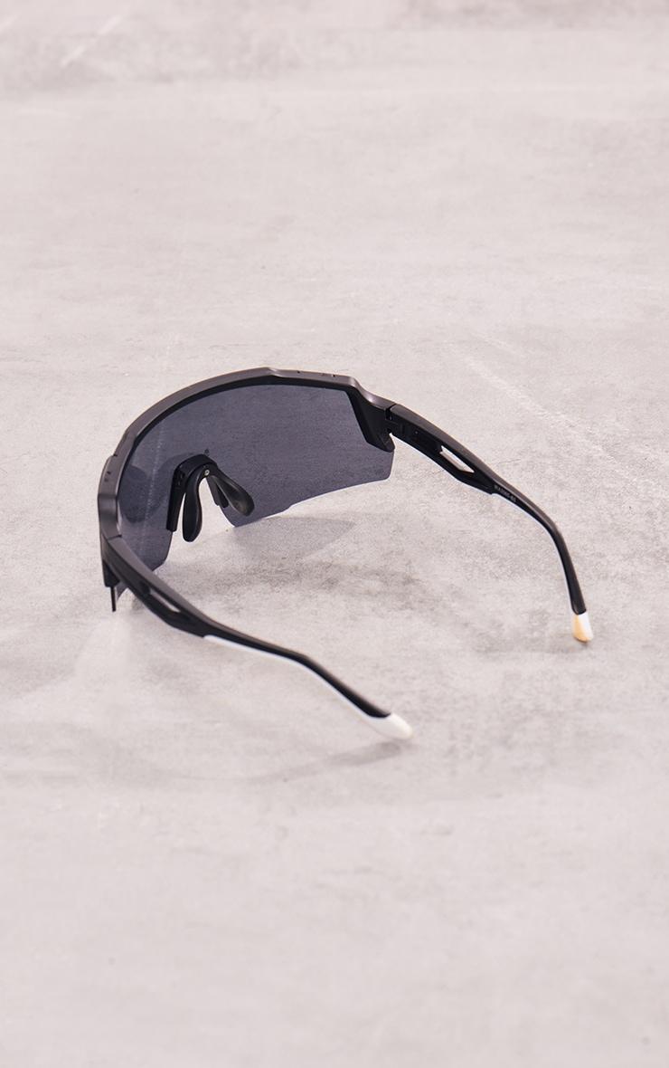 Black Mirrored Lens Shield Sporty Visor Sunglasses Product Image