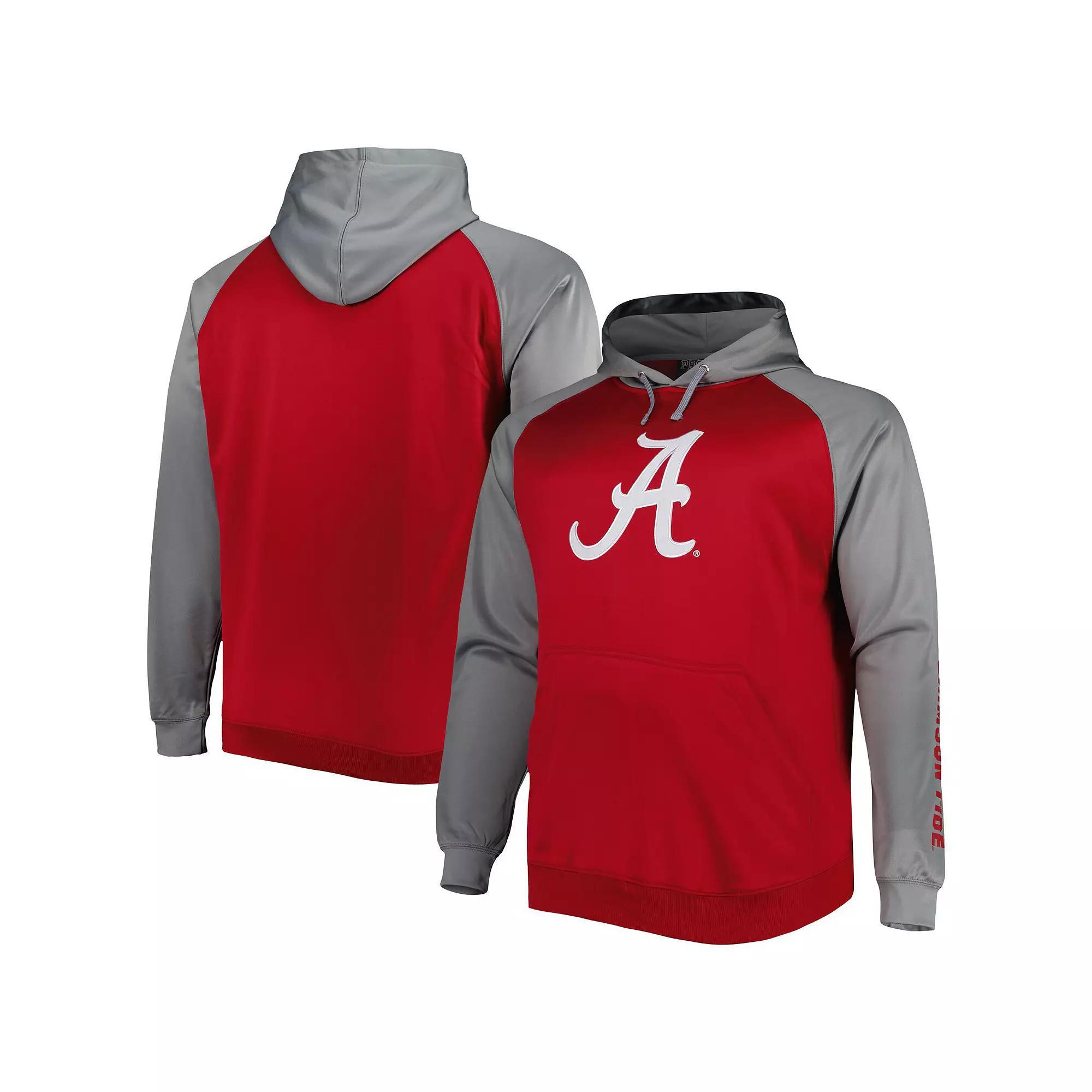 Men's Crimson Alabama Crimson Tide Big & Tall Raglan Fleece Pullover Hoodie,  Product Image