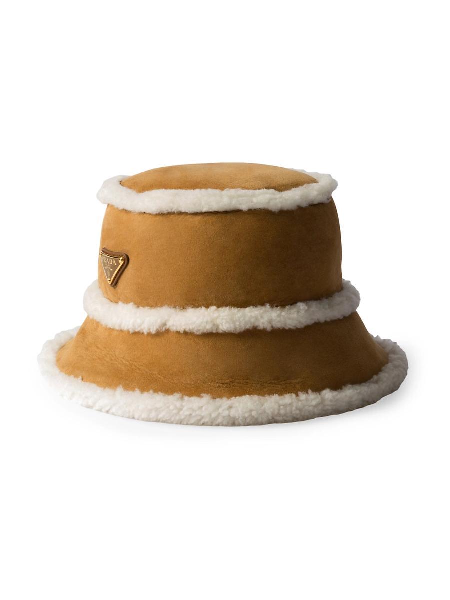 Womens Suede Shearling Bucket Hat Product Image