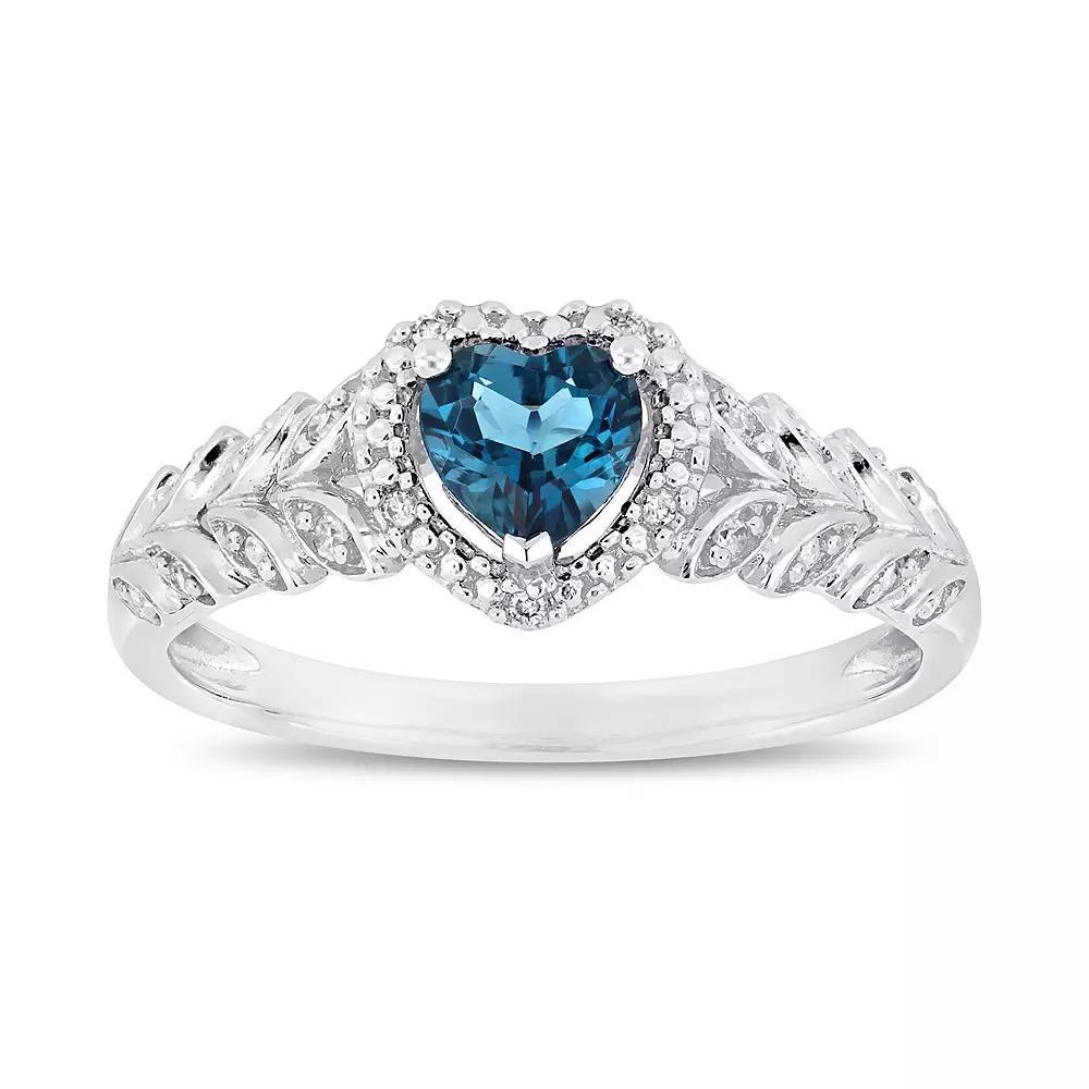 Stella Grace 10k White Gold London Blue Topaz & Diamond Accent Heart Ring, Women's, Size: 9, 10k Whgold Product Image