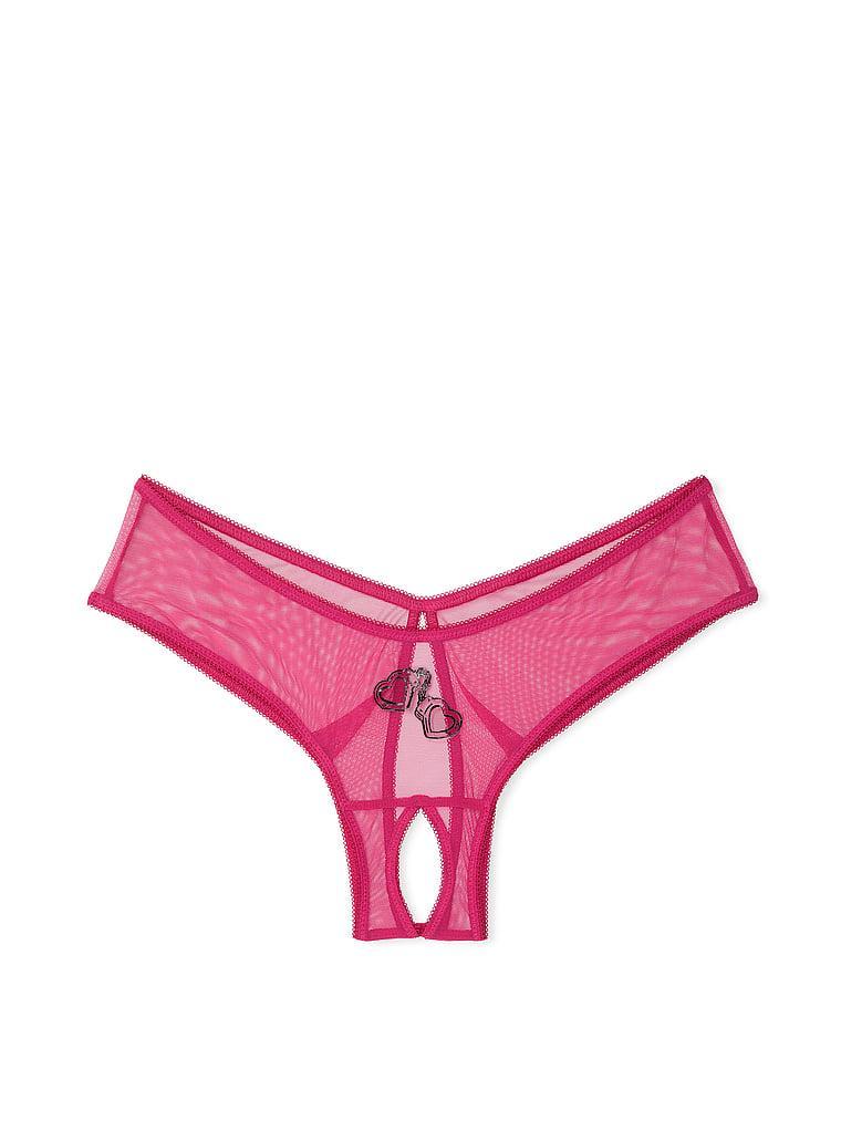 Mesh High-Leg Crotchless Cheeky Panty Product Image