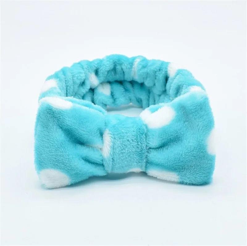 Polka Dot Coral Fleece Face Wash Headband (Various Designs) Product Image