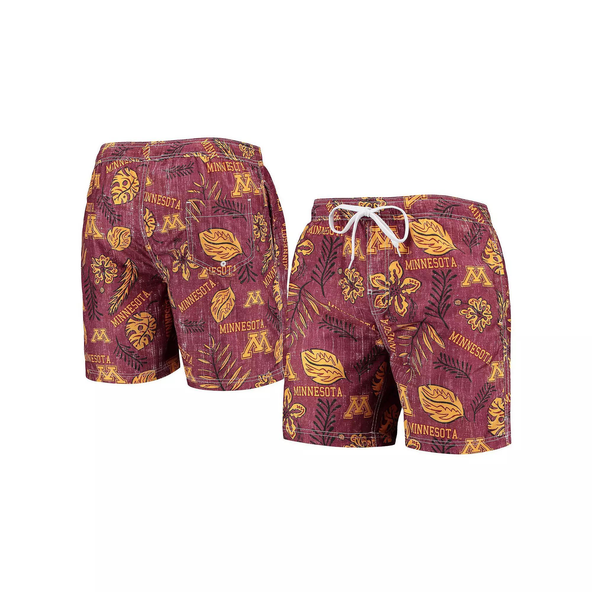 Mens Wes & Willy Maroon Minnesota Golden Gophers Vintage Floral Swim Trunks Product Image