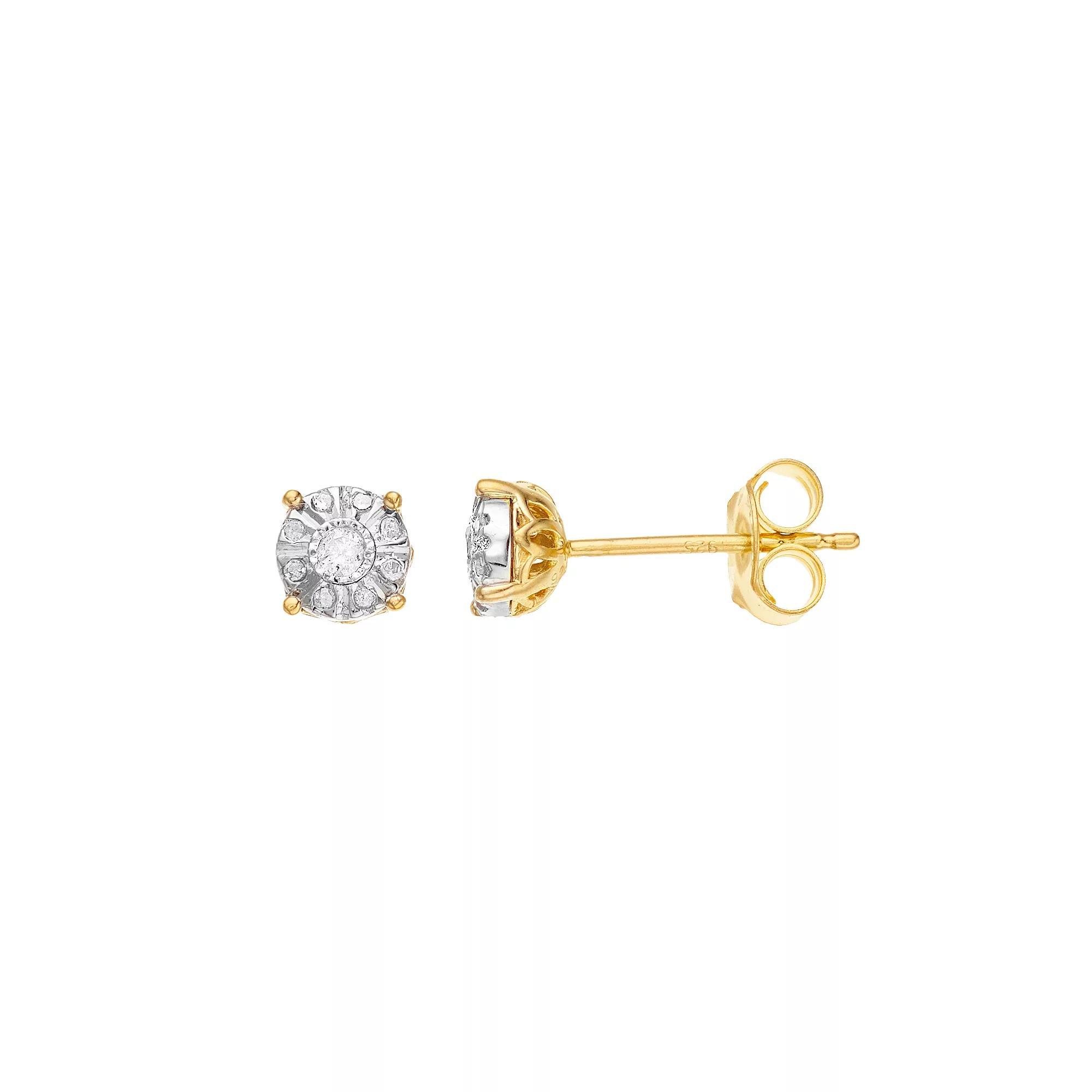 Diamond Brilliance 1/10 Carat T.W. Diamond Composite Round Stud Earrings, Womens, Gold Tone Product Image