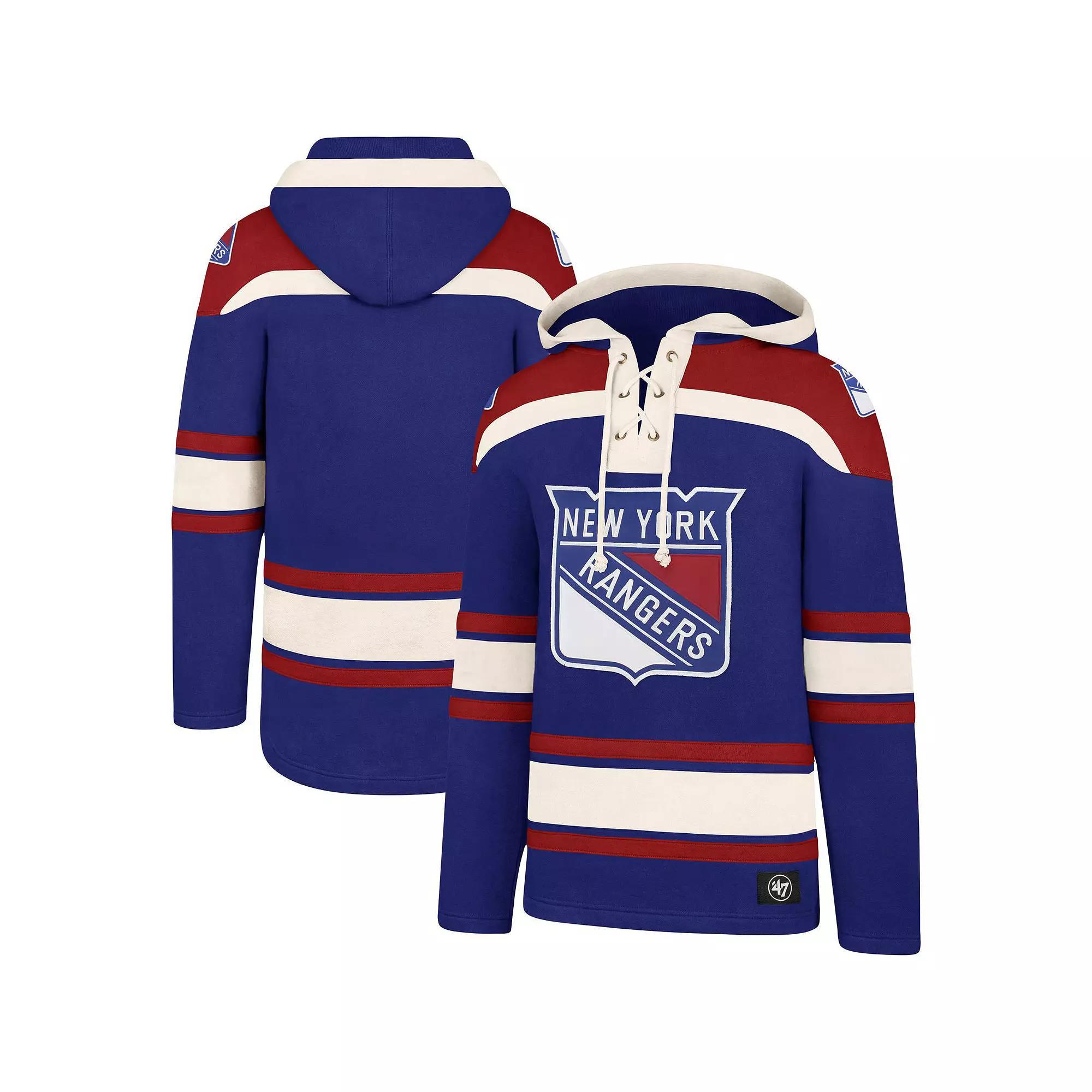 Men's '47 Blue New York Rangers Superior Lacer Pullover Hoodie,  Product Image