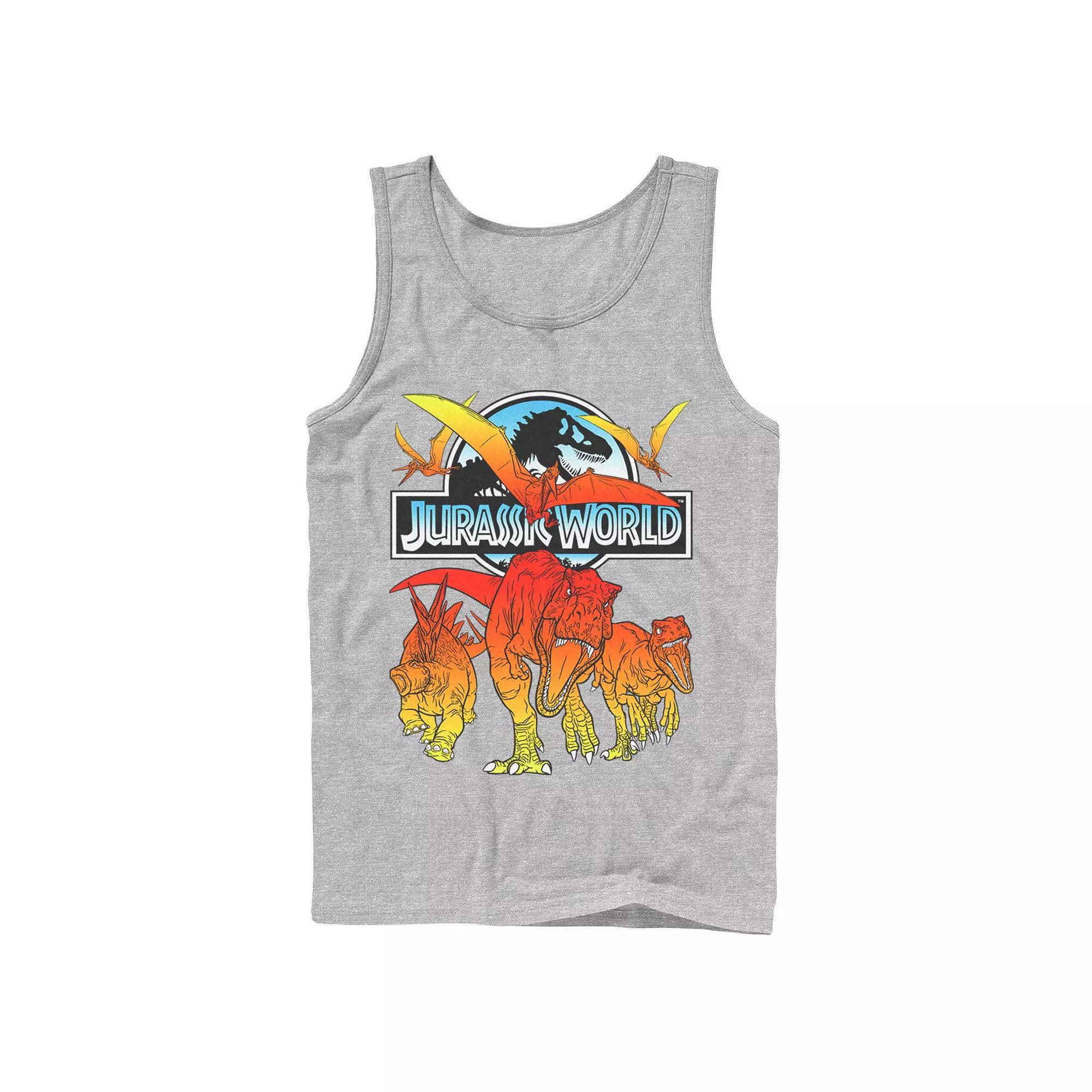 Men's Jurassic World Two Dino Charging Comic Pop Tank Top,  Product Image